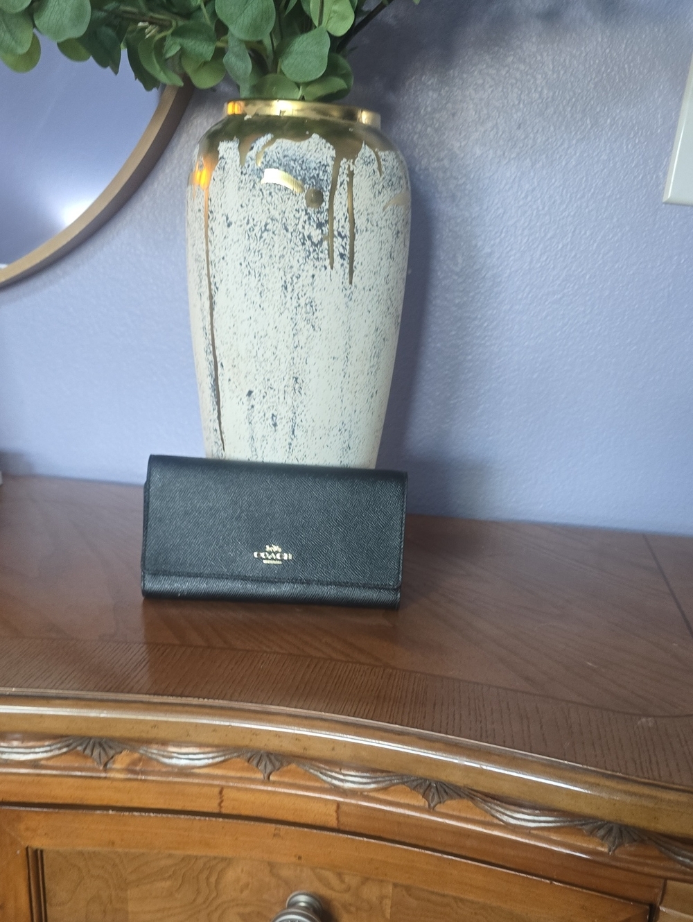 Coach Black Saffiano Leather Card Holder Wallet